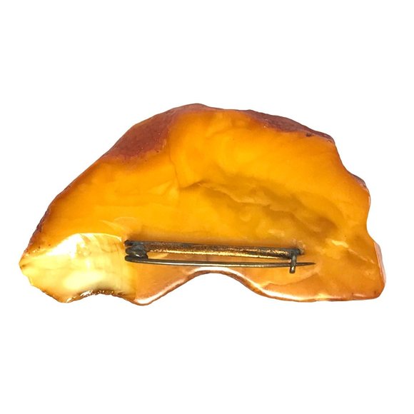 Large Antique Natural Baltic Egg Yolk Amber Brooch Butterscotch 17.2 grams - Picture 3 of 7